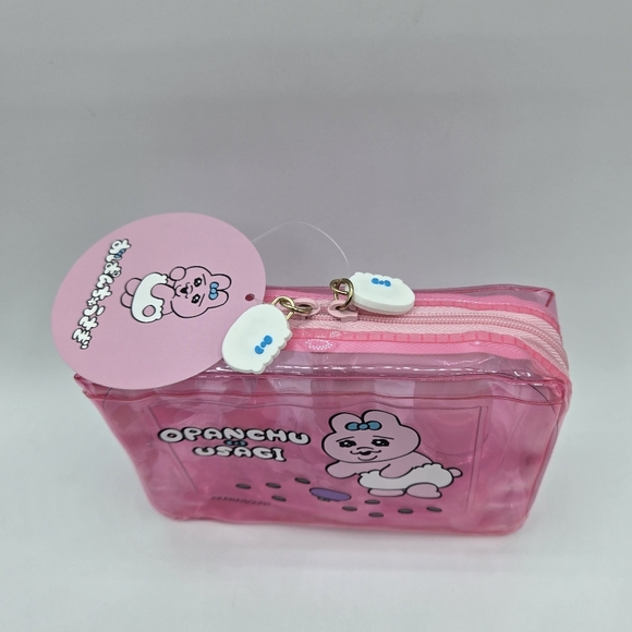 Tamagotchi Opanchu Usagi Pink Transparent Travel Bottle Set Bag - Picture 10 of 13